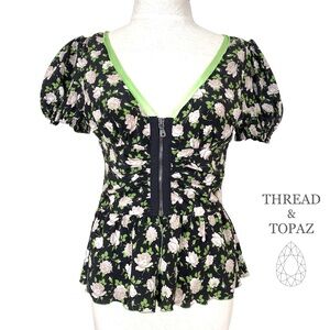 Dolce & Gabbana Zip Front Corset Peplum Top Roses
